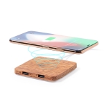 Cargador sin cables de coco 2100 mAh con 2 salidas USB Coco color natural segunda vista