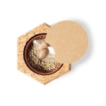 Maceta promocional de corcho natural con semillas de pino Pine Seeds color natural tercera vista