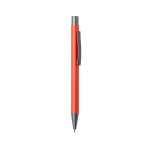 Bolígrafo de aluminio reciclado económico con tinta azul color naranja primera vista