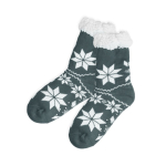 Calcetines antideslizantes personalizadas de Navidad Cozy Xmas color gris primera vista