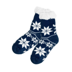 Calcetines antideslizantes personalizadas de Navidad Cozy Xmas color azul marino primera vista