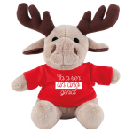 Peluche de reno personalizado con camiseta para el logo Rudolph color rojo primera vista