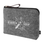 Neceser con logotipo fabricado en fieltro rPET reciclado Felt RPET color gris segunda vista