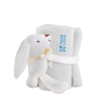 Manta infantil sujetada por peluche en forma de conejo blanco Rabbit color blanco vista principal