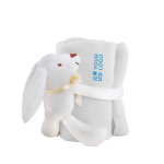 Manta infantil sujetada por peluche en forma de conejo blanco Rabbit vista principal