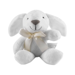 Peluches personalizados de conejito con el logo impreso en la cinta Bunny color blanco primera vista