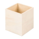 Portalápices personalizados de madera clara en forma de cubo Wood color natural primera vista