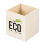 Portalápices personalizados de madera clara en forma de cubo Wood color natural segunda vista