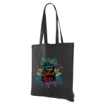 Bolsa de algodón reciclado de asas largas 140 g/m2 color negro cuarta vista