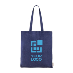 Bolsa de algodón reciclado de asas largas 140 g/m2 Upcycling color azul vista principal