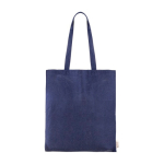Bolsa de algodón reciclado de asas largas 140 g/m2 color azul marino