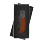 Navaja de acero inoxidable con mango de madera Navaja Creek color marrón quinta vista