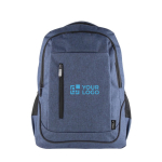 Mochila de poliéster RPET con salida USB y múltiples bolsillos Meeting vista principal