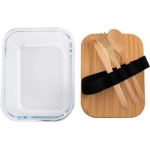 Fiambrera de cristal con tapa y cubiertos de bambú 700ml Eco Glass color transparente cuarta vista