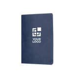 Libreta con tapa de cartón con hojas color crema a rayas A5 color azul vista principal