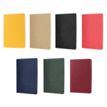 Libreta con tapa de cartón con hojas color crema a rayas A5 color amarillo segunda vista