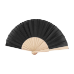 Abanicos personalizados baratos de madera y poliéster Woodster color negro primera vista