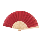 Abanicos personalizados baratos de madera y poliéster Woodster color rojo primera vista