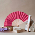 Abanicos personalizados baratos de madera y poliéster Woodster color rojo