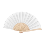 Abanicos personalizados baratos de madera y poliéster Woodster color blanco primera vista