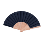 Abanicos personalizados baratos de madera y poliéster Woodster color azul marino primera vista