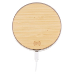 Cargador inalámbrico aspecto de bambú redondo Bamboo color blanco primera vista