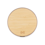Cargador inalámbrico aspecto de bambú redondo Bamboo color blanco segunda vista