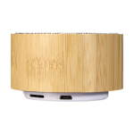 Destacado altavoz con Bluetooth personalizado de bambú color negro segunda vista trasera