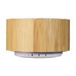 Destacado altavoz con Bluetooth personalizado de bambú color blanco segunda vista frontal