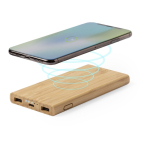 Batería auxiliar externa de bambú con carga inalámbrica 6.000mAh color madera segunda vista