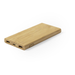 Batería auxiliar externa de bambú con carga inalámbrica 6.000mAh color madera primera vista