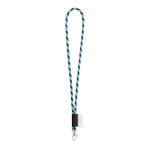 Lanyards tubulares a rayas con entrega de 4-6 días Tube Stripes Dark color azul cian