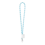 Lanyard tubular con diseño a rayas entrega 4-6 días Tube Stripes Clear color azul cian