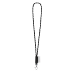 Lanyard tubular de color oscuro para la oficina Tube Nautic Black color blanco