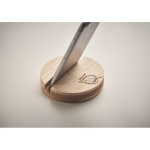 Soporte para móvil de madera con semillas de pino Round color madera vista fotografía tercera vista