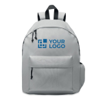 Mochila personalizada de poliéster RPET sencilla de colores Student color gris vista de impresión