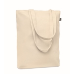 Bolsa de canvas orgánico con asas largas y fuelle 270 g/m2 Eco Strong color beige