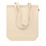 Bolsa de canvas orgánico con asas largas y fuelle 270 g/m2 Eco Strong color beige tercera vista