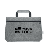 Bolsa de fieltro para portátil con bolsillo interior 15'' RPET Felt color gris vista de impresión