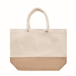 Bolsa de canvas con asas de cordón y base de yute 280 g/m2 Seaside color beige quinta vista