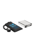 Manta de emergencia con logo plegada en bolsa de 130x210 cm Help color negro vista de impresión