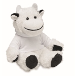 Peluches corporativos de vaca con sudadera personalizable con logo Kiri color blanco