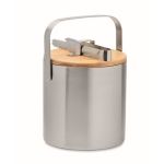 Cubitera de acero inoxidable con tapa, asa y pinzas para hielo IceCube color plateado mate