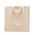 Bolsa reciclada con bolsillo con cremallera 380 g/m2 Doble Handle color beige segunda vista