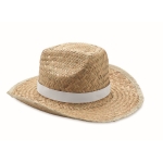Sombrero de paja natural vaquero con cinta personalizable Tulum color blanco