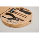 Set de varias herramientas en estuche redondo de bambú Round color madera vista fotografía sexta vista