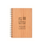 Libreta de anillas con tapa de bambú A5 hojas a rayas Conscious color madera vista de impresión
