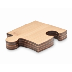 Set de 4 posavasos en forma de piezas de puzle de bambú Puzzle color madera tercera vista
