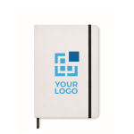 Libreta reciclada con papel piedra A5 hojas a rayas color blanco vista de impresión