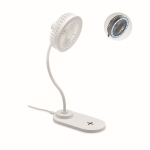 Ventilador de sobremesa con cargador inalámbrico para publicidad Wind color blanco